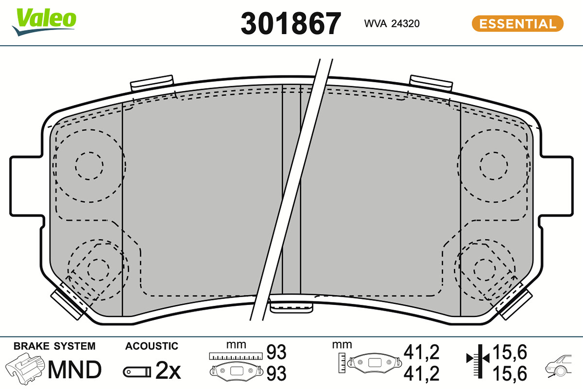 Jeu de 4 plaquettes de frein VALEO ref. 301867